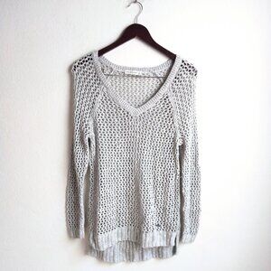 Abercrombie & Fitch small gray silver crochet sweater